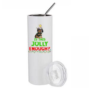 Xmas Lighting Is This Jolly Enough Dachshund Christmas Tree Gift Stainless Steel Tumbler