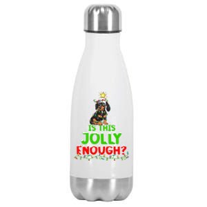 Xmas Lighting Is This Jolly Enough Dachshund Christmas Tree Gift Stainless Steel Insulated Water Bottle