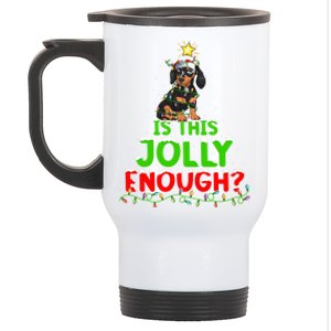 Xmas Lighting Is This Jolly Enough Dachshund Christmas Tree Gift Stainless Steel Travel Mug