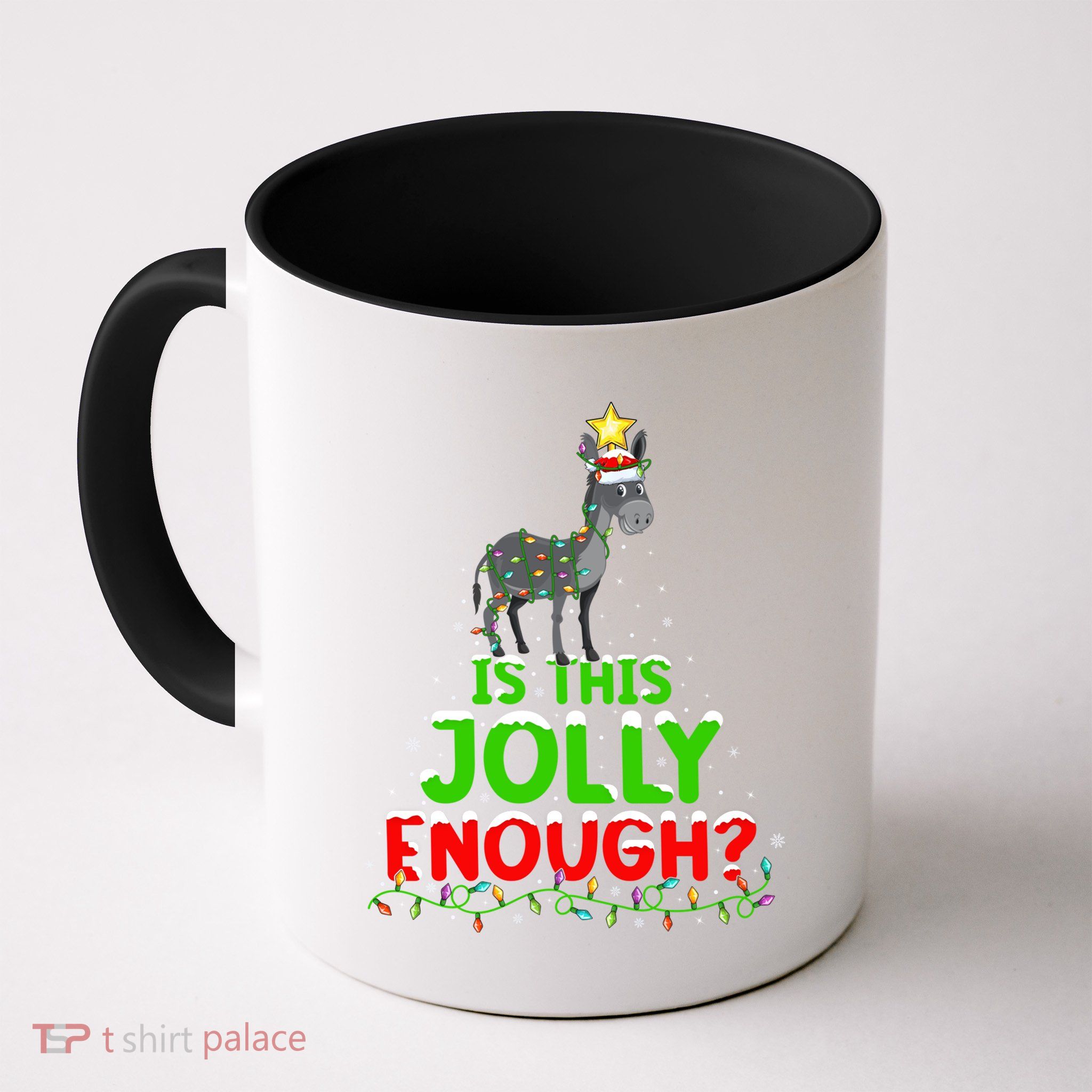 Xmas Lighting Is This Jolly Enough Mule Christmas Tree Gift Mug