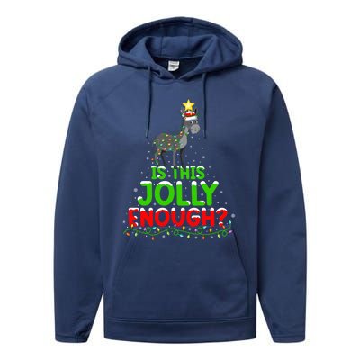 Xmas Lighting Is This Jolly Enough Mule Christmas Tree Gift Performance Fleece Hoodie