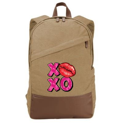 Xoxo Lips Kiss Valentines Day Cotton Canvas Backpack