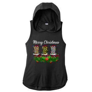 Xmas Lights Leopard Buffalo Plaid Cow Boots Christmas Meaningful Gift Ladies PosiCharge Tri-Blend Wicking Draft Hoodie Tank