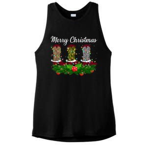 Xmas Lights Leopard Buffalo Plaid Cow Boots Christmas Meaningful Gift Ladies PosiCharge Tri-Blend Wicking Tank