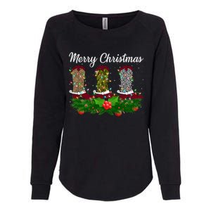 Xmas Lights Leopard Buffalo Plaid Cow Boots Christmas Meaningful Gift Womens California Wash Sweatshirt