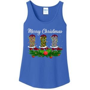 Xmas Lights Leopard Buffalo Plaid Cow Boots Christmas Meaningful Gift Ladies Essential Tank