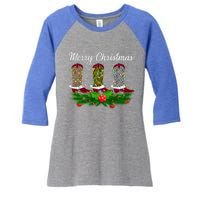 Xmas Lights Leopard Buffalo Plaid Cow Boots Christmas Meaningful Gift Women's Tri-Blend 3/4-Sleeve Raglan Shirt