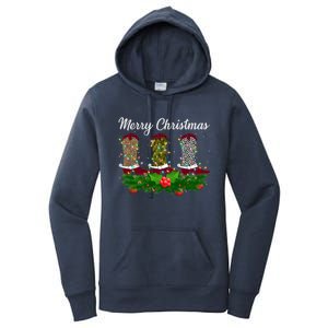 Xmas Lights Leopard Buffalo Plaid Cow Boots Christmas Meaningful Gift Women's Pullover Hoodie