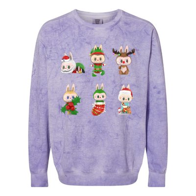 Xmas Labubu Lover Labubu The Monsters Christmas Santa Colorblast Crewneck Sweatshirt