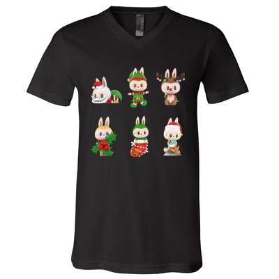 Xmas Labubu Lover Labubu The Monsters Christmas Santa V-Neck T-Shirt