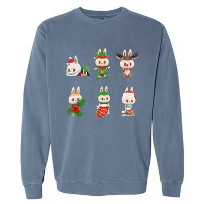 Xmas Labubu Lover Labubu The Monsters Christmas Santa Garment-Dyed Sweatshirt