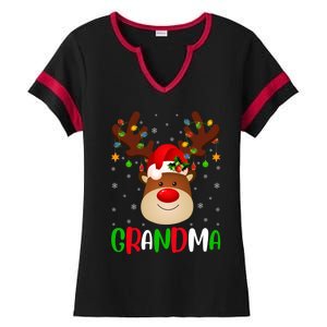 Xmas Lighting Matching Family Grandma Reindeer Christmas Gift Ladies Halftime Notch Neck Tee