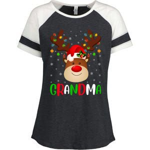 Xmas Lighting Matching Family Grandma Reindeer Christmas Gift Enza Ladies Jersey Colorblock Tee