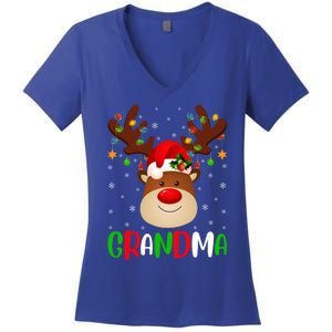 Xmas Lighting Matching Family Grandma Reindeer Christmas Gift Women's V-Neck T-Shirt