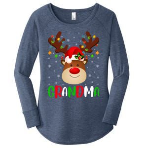 Xmas Lighting Matching Family Grandma Reindeer Christmas Gift Women's Perfect Tri Tunic Long Sleeve Shirt