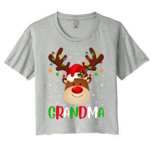 Xmas Lighting Matching Family Grandma Reindeer Christmas Gift Women's Crop Top Tee