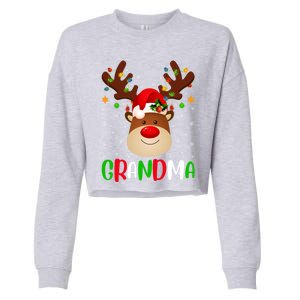 Xmas Lighting Matching Family Grandma Reindeer Christmas Gift Cropped Pullover Crew