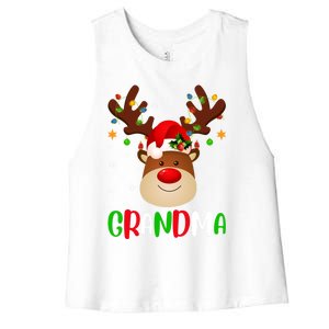 Xmas Lighting Matching Family Grandma Reindeer Christmas Gift Women's Racerback Cropped Tank