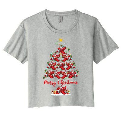 Xmas Lighting Matching Santa Airplane Christmas Tree Gift Women's Crop Top Tee