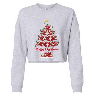 Xmas Lighting Matching Santa Airplane Christmas Tree Gift Cropped Pullover Crew