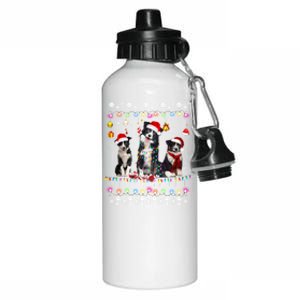 Xmas Lighting Matching Ugly Border Collie Dog Christmas Gift Aluminum Water Bottle