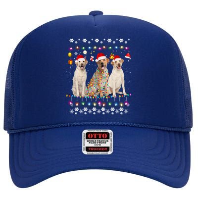 Xmas Lighting Matching Ugly Labrador Retriever Dog Christmas Gift High Crown Mesh Back Trucker Hat