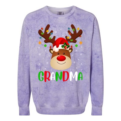 Xmas Lighting Matching Family Grandma Reindeer Christmas Gift Colorblast Crewneck Sweatshirt