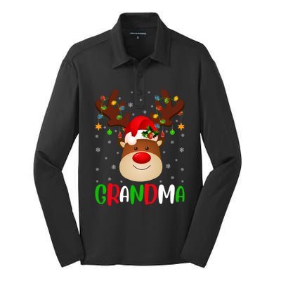 Xmas Lighting Matching Family Grandma Reindeer Christmas Gift Silk Touch Performance Long Sleeve Polo