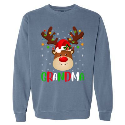 Xmas Lighting Matching Family Grandma Reindeer Christmas Gift Garment-Dyed Sweatshirt