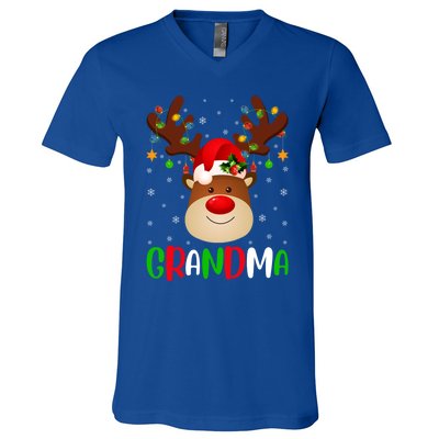 Xmas Lighting Matching Family Grandma Reindeer Christmas Gift V-Neck T-Shirt