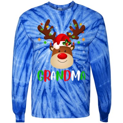 Xmas Lighting Matching Family Grandma Reindeer Christmas Gift Tie-Dye Long Sleeve Shirt