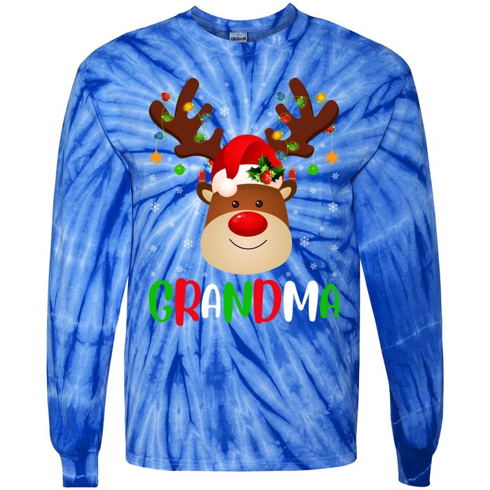 Xmas Lighting Matching Family Grandma Reindeer Christmas Gift Tie-Dye Long Sleeve Shirt