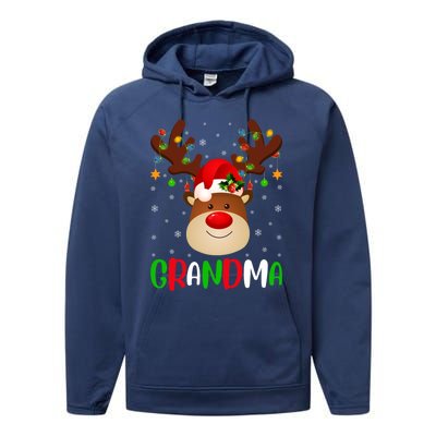 Xmas Lighting Matching Family Grandma Reindeer Christmas Gift Performance Fleece Hoodie