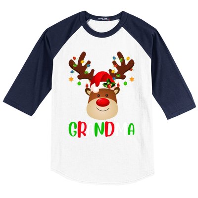 Xmas Lighting Matching Family Grandma Reindeer Christmas Gift Baseball Sleeve Shirt