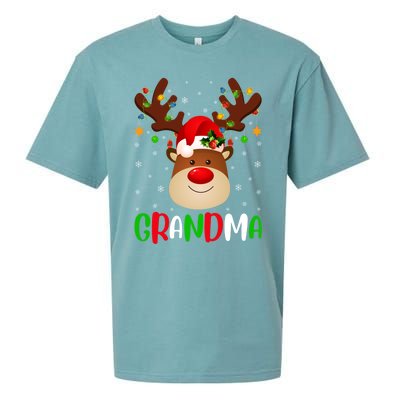 Xmas Lighting Matching Family Grandma Reindeer Christmas Gift Sueded Cloud Jersey T-Shirt