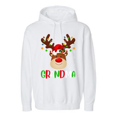 Xmas Lighting Matching Family Grandma Reindeer Christmas Gift Garment-Dyed Fleece Hoodie