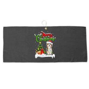 Xmas Lighting Matching Santa Yorkshire Terrier Dog Christmas Gift Large Microfiber Waffle Golf Towel