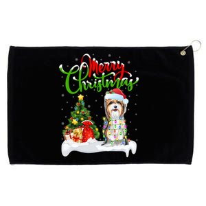 Xmas Lighting Matching Santa Yorkshire Terrier Dog Christmas Gift Grommeted Golf Towel