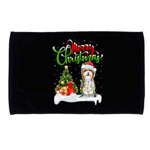 Xmas Lighting Matching Santa Yorkshire Terrier Dog Christmas Gift Microfiber Hand Towel