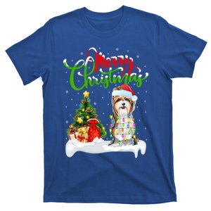 Xmas Lighting Matching Santa Yorkshire Terrier Dog Christmas Gift T-Shirt