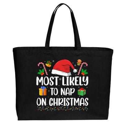 Xmas Likely Nap On Christmas Funny Family Christmas Pajamas Cotton Canvas Jumbo Tote