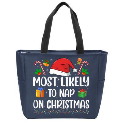 Xmas Likely Nap On Christmas Funny Family Christmas Pajamas Zip Tote Bag