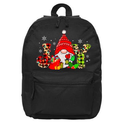 Xmas Leopard Plaid Family Joy Gnome Funny Matching Gift 16 in Basic Backpack