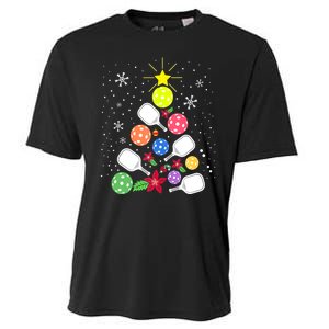 Xmas Lights Pickleball Christmas Tree Santa Pickleball Gift Cooling Performance Crew T-Shirt