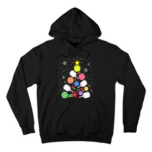 Xmas Lights Pickleball Christmas Tree Santa Pickleball Gift Hoodie