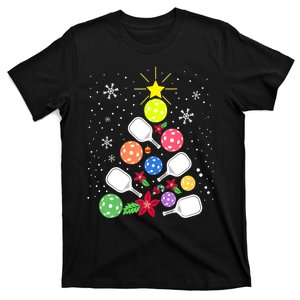 Xmas Lights Pickleball Christmas Tree Santa Pickleball Gift T-Shirt