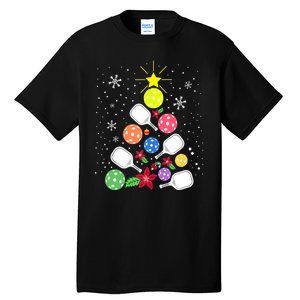 Xmas Lights Pickleball Christmas Tree Santa Pickleball Gift Tall T-Shirt