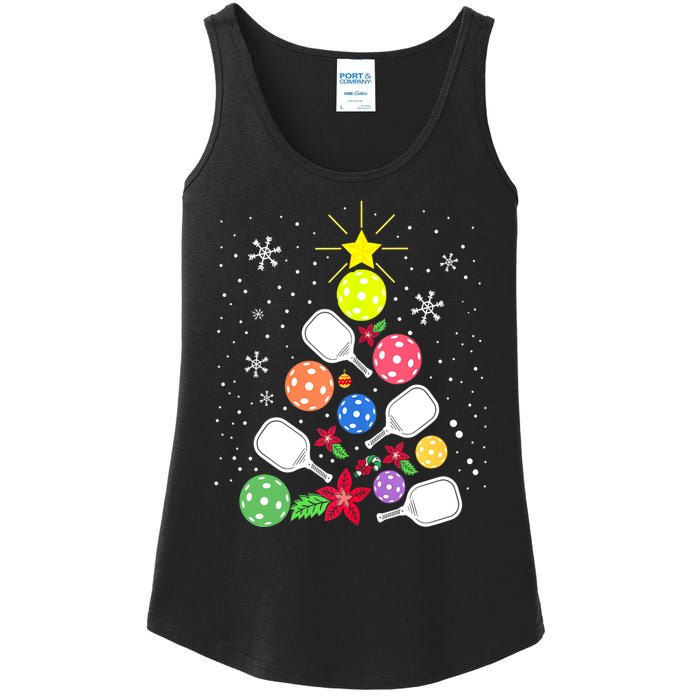 Xmas Lights Pickleball Christmas Tree Santa Pickleball Gift Ladies Essential Tank