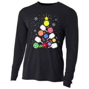 Xmas Lights Pickleball Christmas Tree Santa Pickleball Gift Cooling Performance Long Sleeve Crew