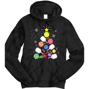 Xmas Lights Pickleball Christmas Tree Santa Pickleball Gift Tie Dye Hoodie